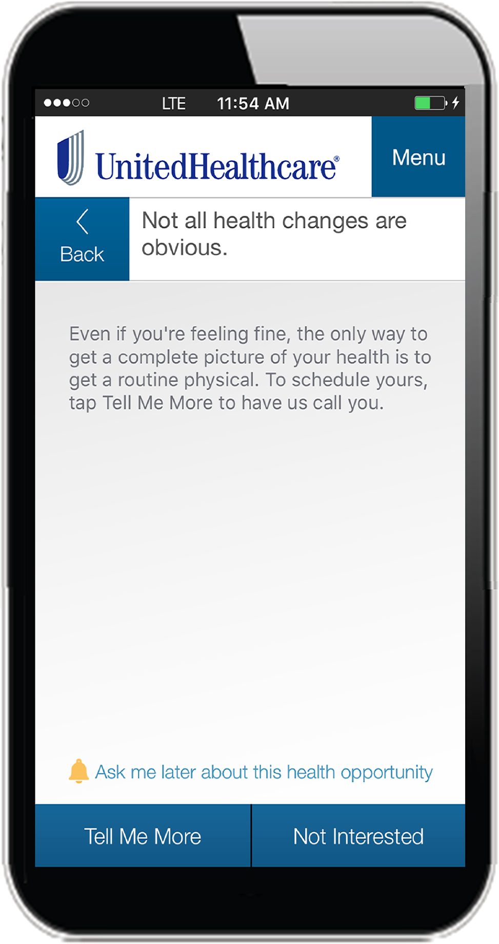 Image of the Health4Me app on a smartphone