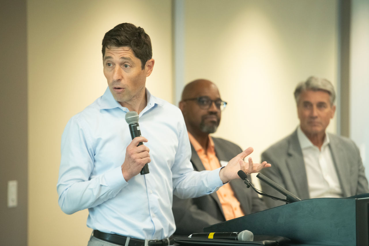 Mayor Jacob Frey speaks about the grant announcement